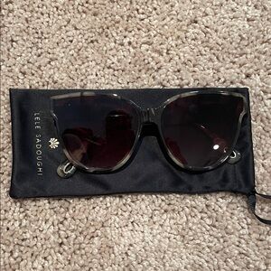 Lele Sadoughi Black Cat-Eye Sunglasses